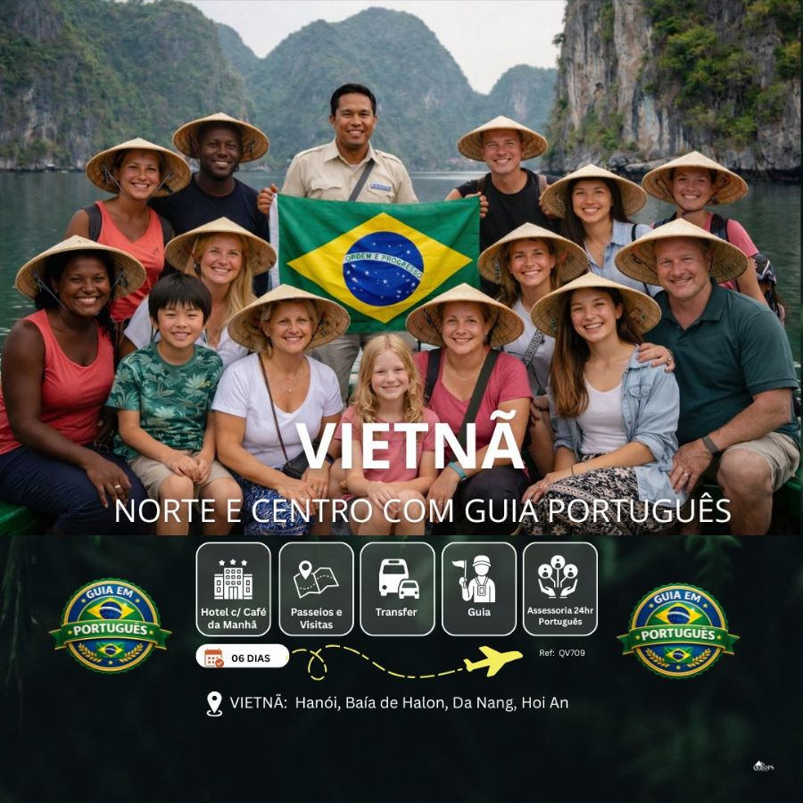 QV709 NORTE E CENTRO DO VIETNÃ- GUIA EM PORTUGUÊS - 06 DIAS 